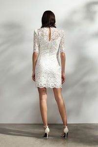 Short lace dress with high neck