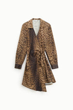 Load image into Gallery viewer, Short animal print wrap dress
