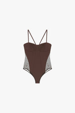 Load image into Gallery viewer, Bodysuit with thin straps and mesh side panels
