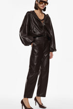 Load image into Gallery viewer, Oversized faux leather jacket with hood
