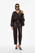 Load image into Gallery viewer, Oversized faux leather jacket with hood
