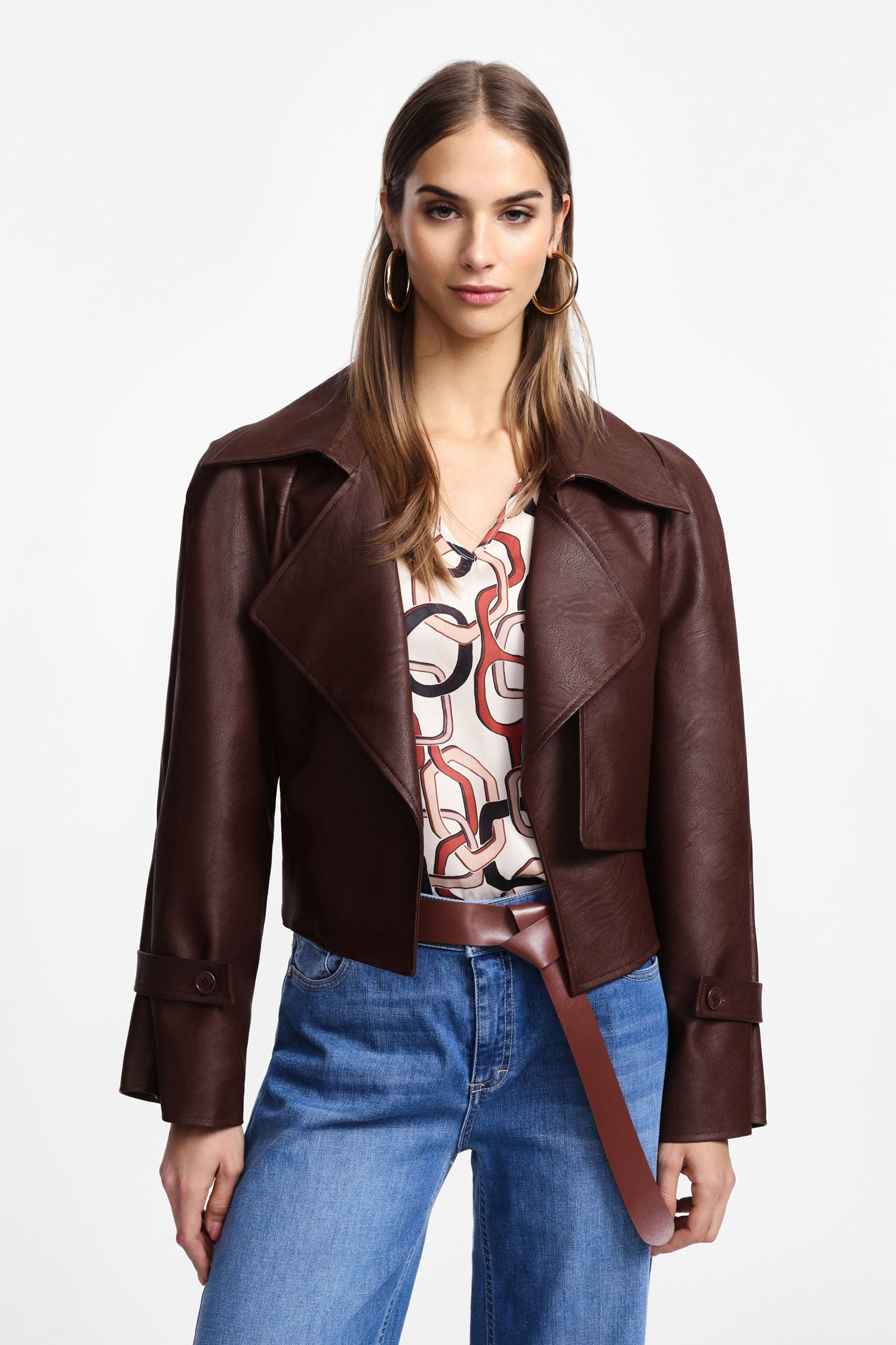 Chocolate faux leather jacket