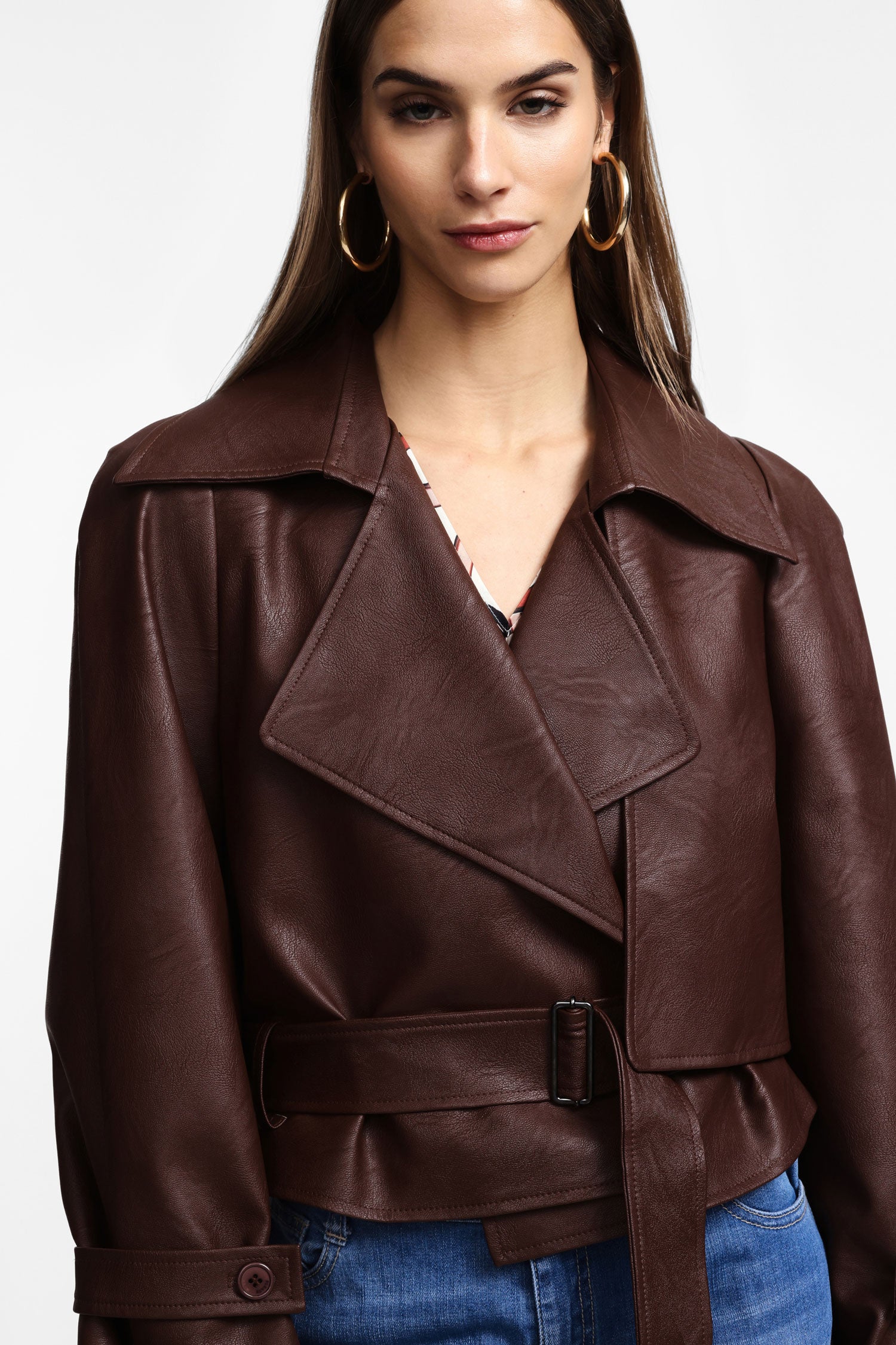 Chocolate faux leather jacket
