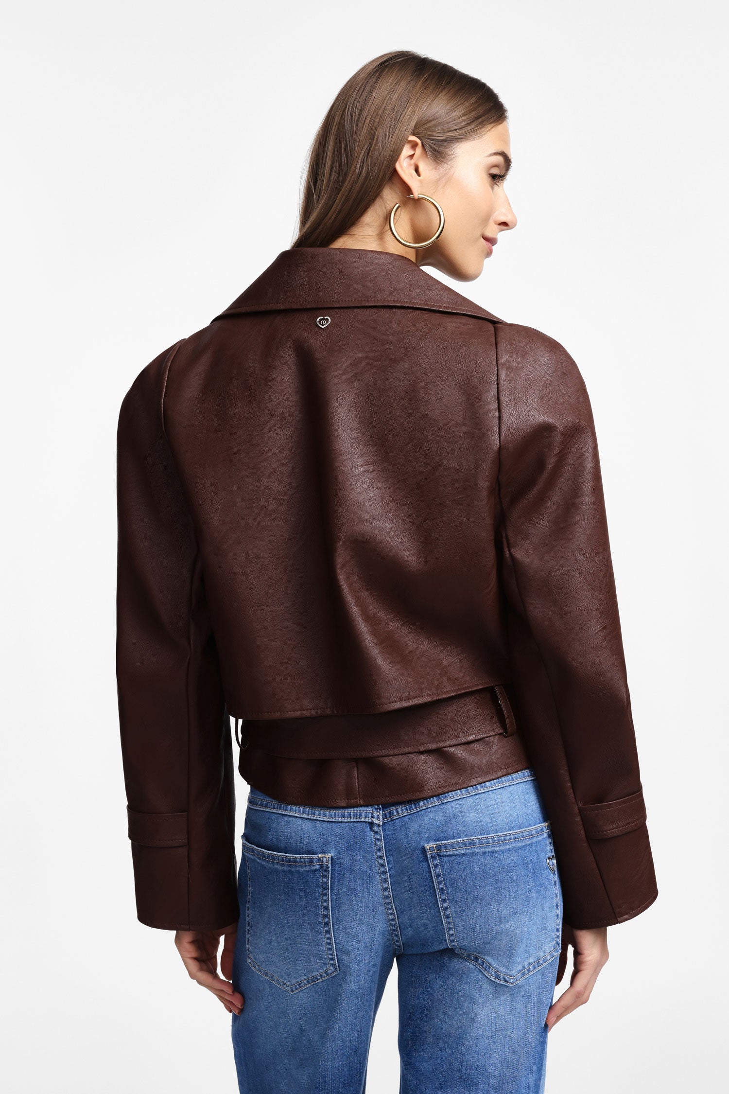 Chocolate faux leather jacket