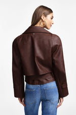 Load image into Gallery viewer, Chocolate faux leather jacket
