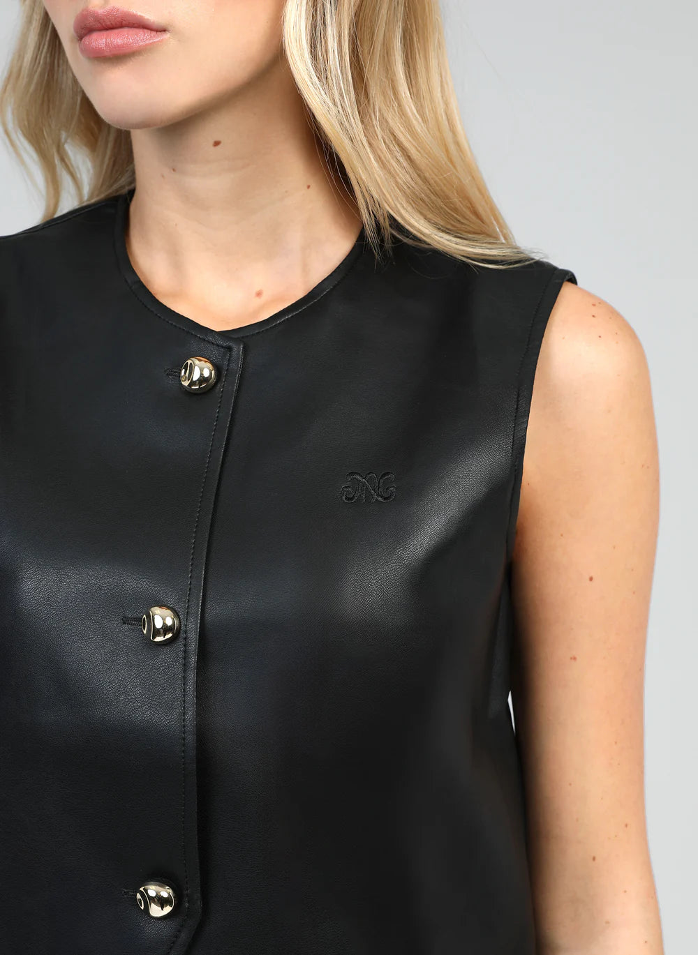 Sleeveless Faux Leather Vest