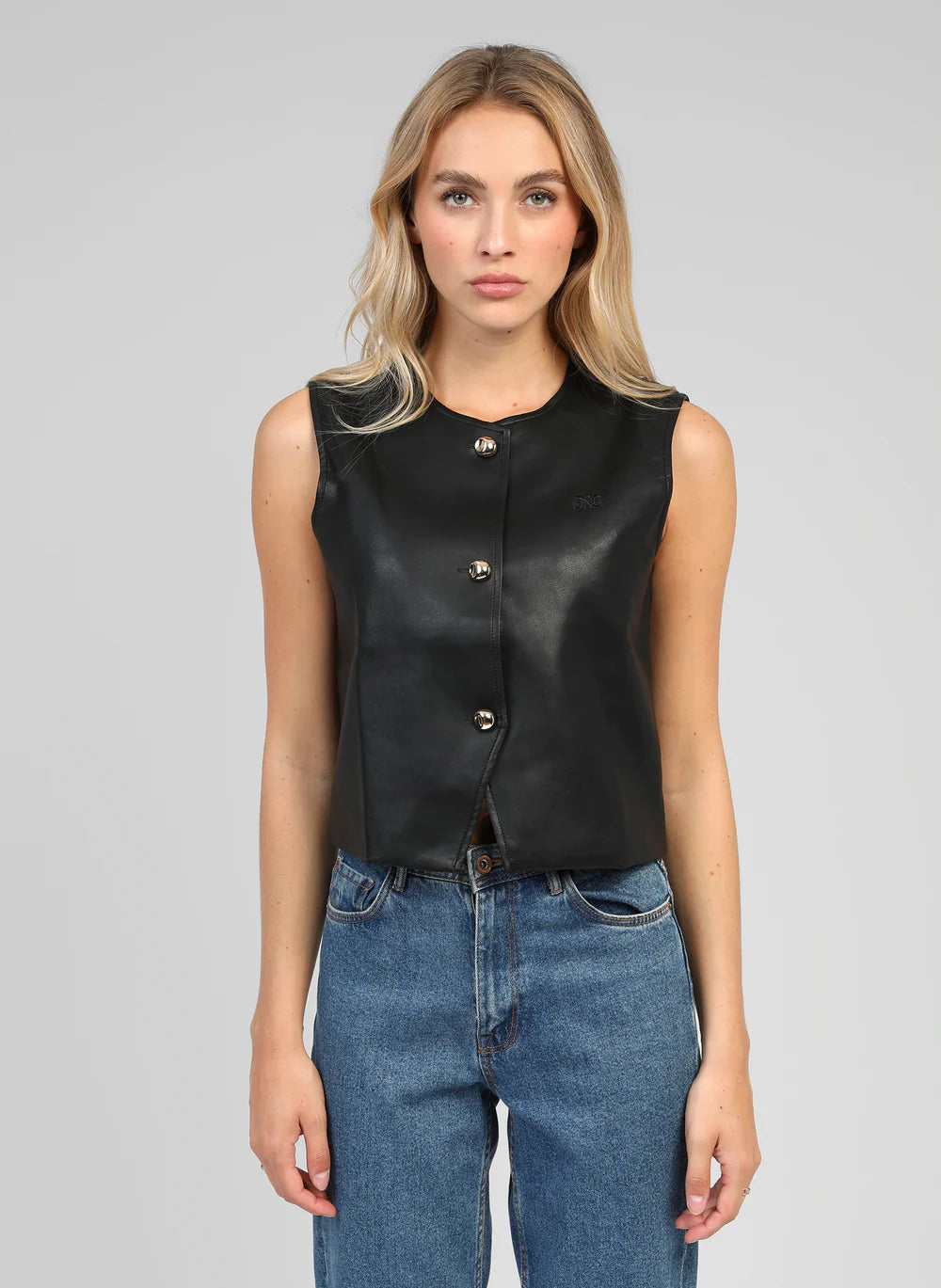Sleeveless Faux Leather Vest
